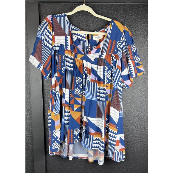 Anthropologie Porridge Ventura Abstract Patchwork Boho Geometric Flowy Blouse - Picture 1 of 10